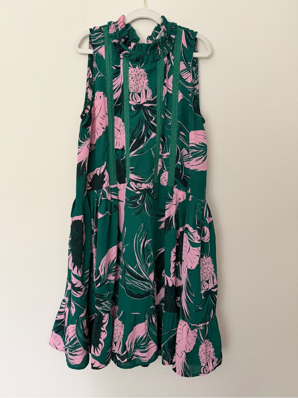 Sunday Best Green Dress with Pink Floral Print